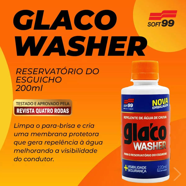 Glaco Washer - Cristalizador Vidros Repele Água Aditivo Limpador Parabrisa - Soft99 - 220ml