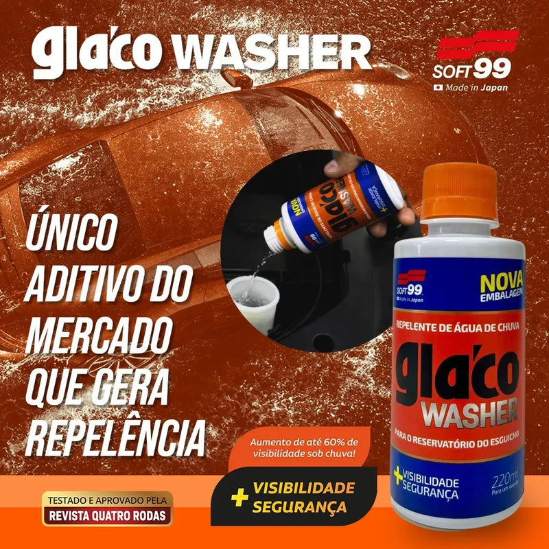 Glaco Washer - Cristalizador Vidros Repele Água Aditivo Limpador Parabrisa - Soft99 - 220ml