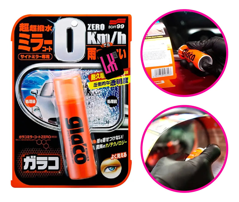 Glaco Zero - Cristalizador Retrovisor & Câmera De Ré Relepe Água - Soft99 - 40 ml